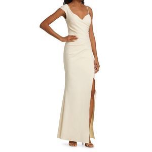 Chiara Boni La Petite Robe One-Shoulder Front-Slit Wrap Gown